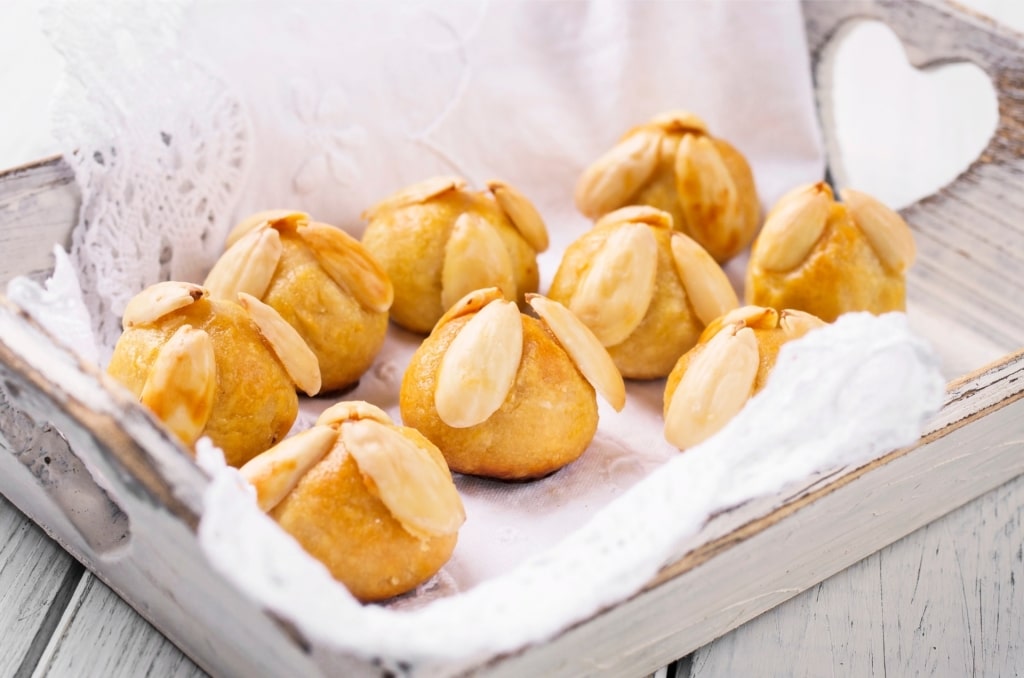 Handmade Bethmännchen marzipan cookies with almonds