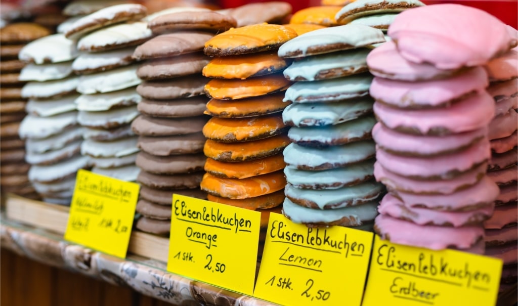 Traditional German Lebkuchen cookies for sale as souvenirs