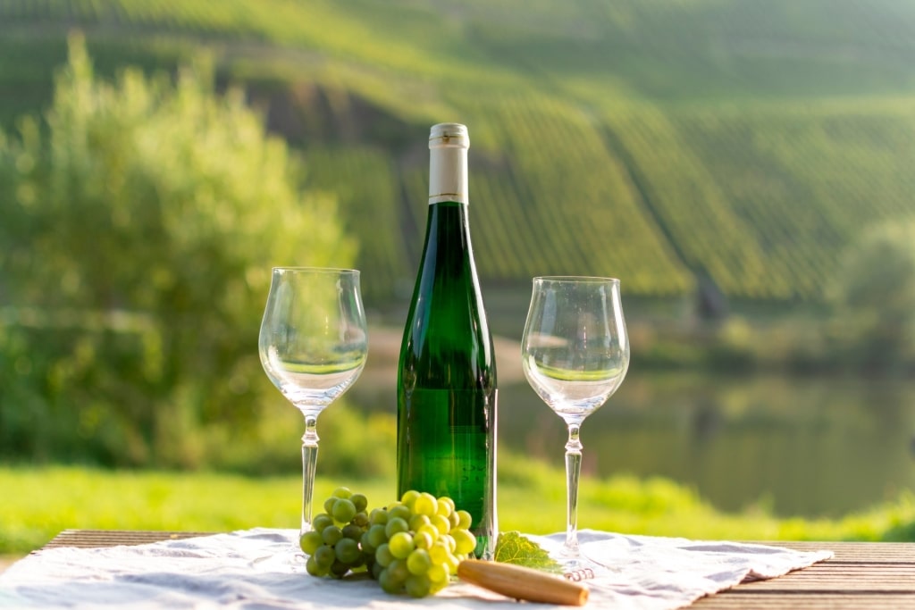 German Riesling wine poured into glass