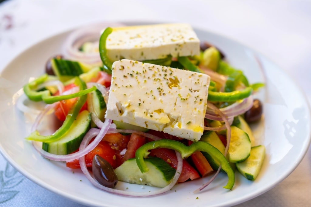 Refreshing Greek salad on a plate
