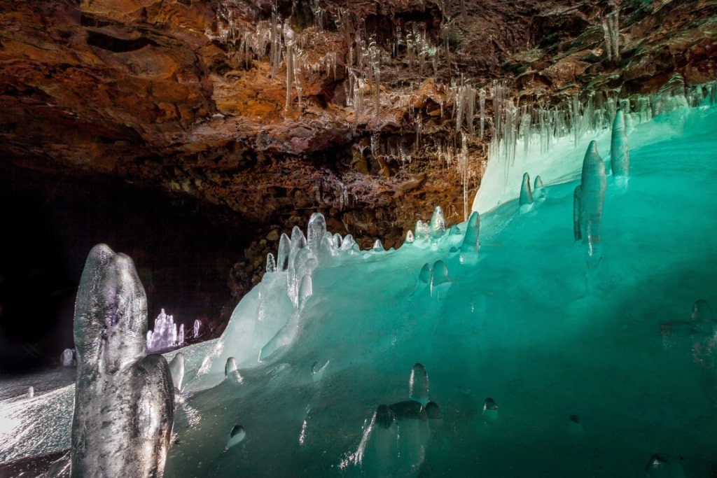 Icy landscape inside Lofthellir Ice Cave