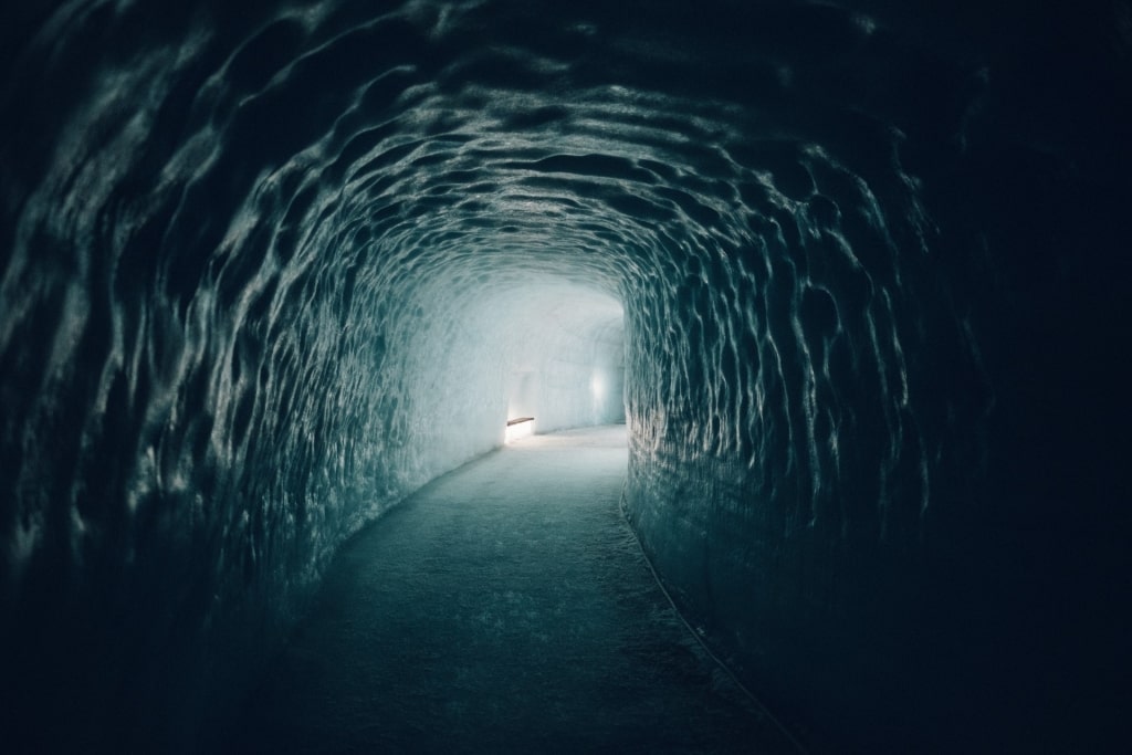 Beautiful view inside Langjökull Ice Cave