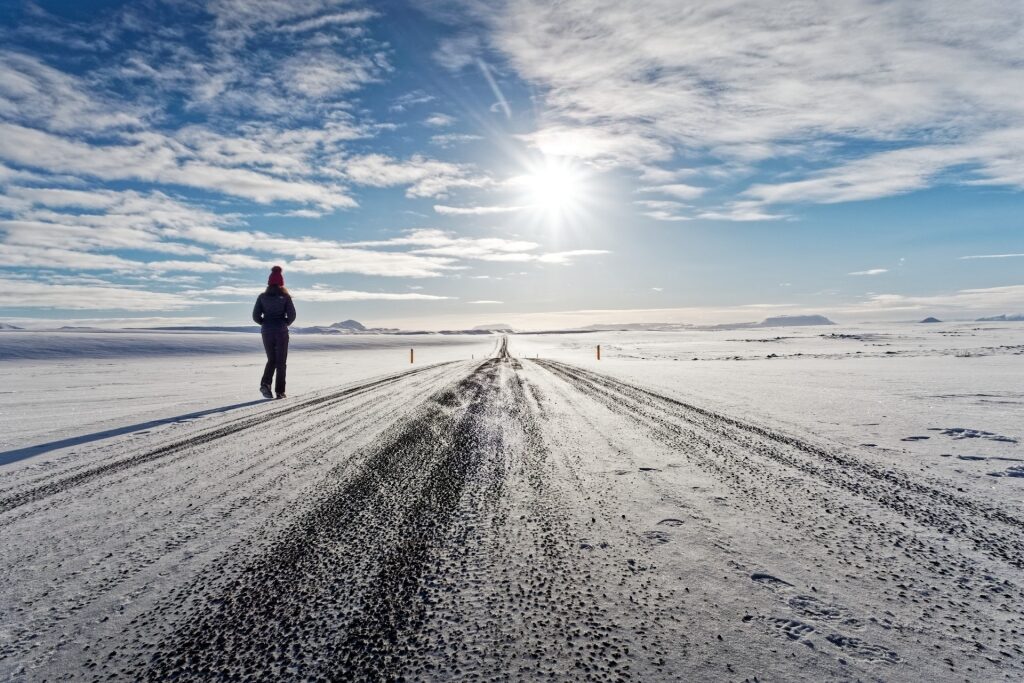 Person walking to Lofthellir