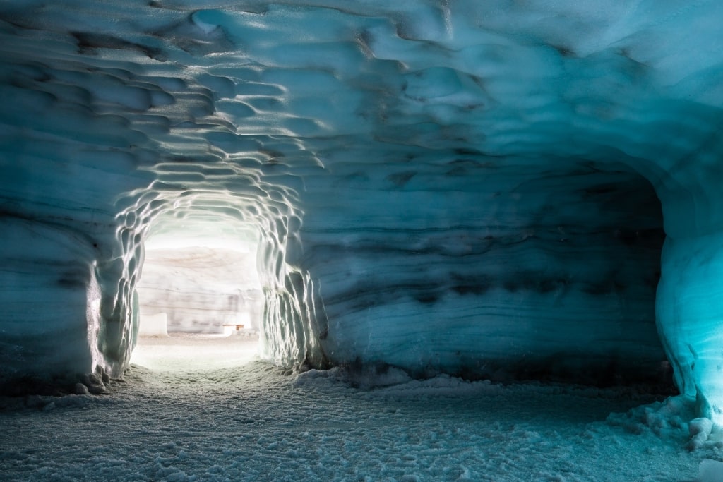 Beautiful view inside Langjökull Ice Cave
