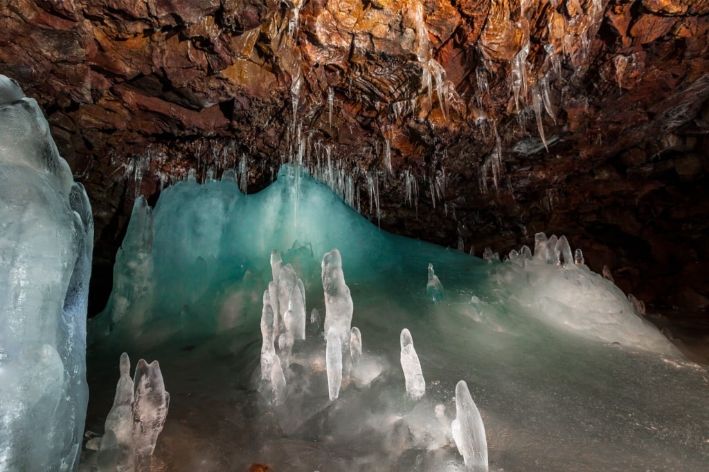 Icicles inside Lofthellir Ice Cave