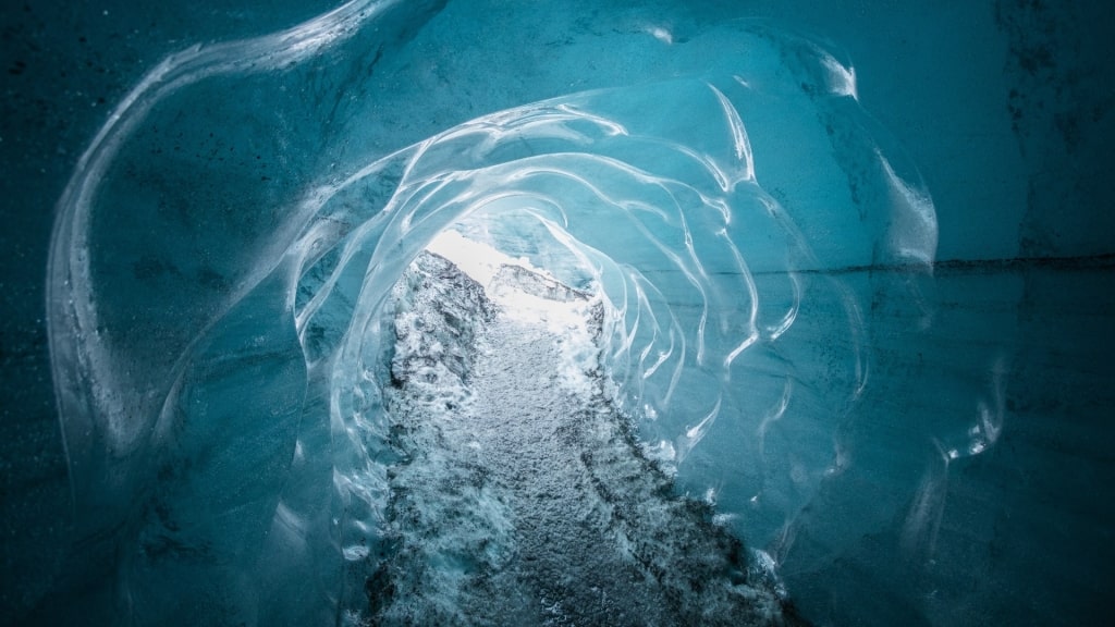 Beautiful pathway inside Katla Ice Cave