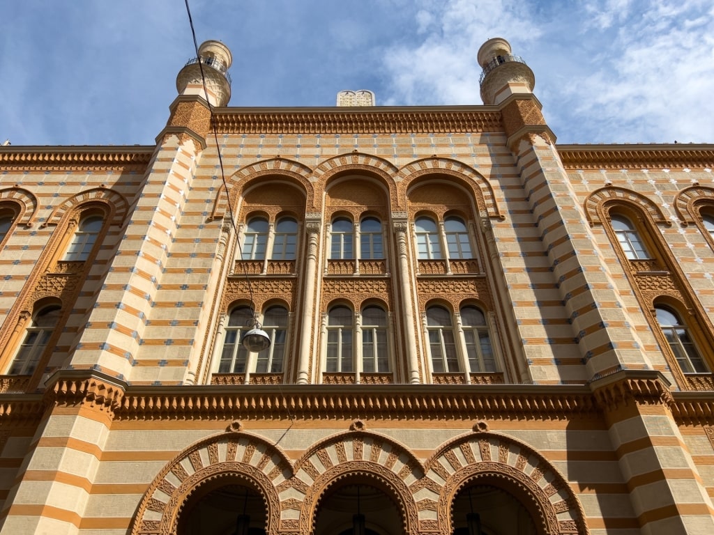 Exterior of Rumbach Street Synagogue in Jewish Quarter Budapest