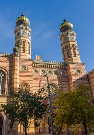 Exterior of Dohany Street Synagogue in Jewish Quarter Budapest