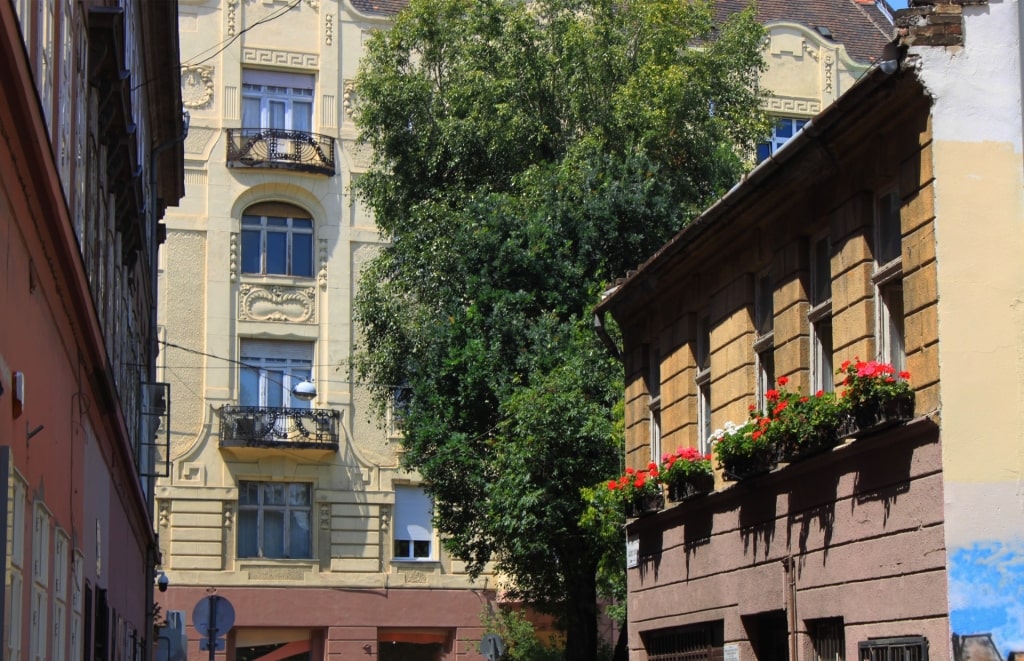 Pretty buildings in Kazinczy Street