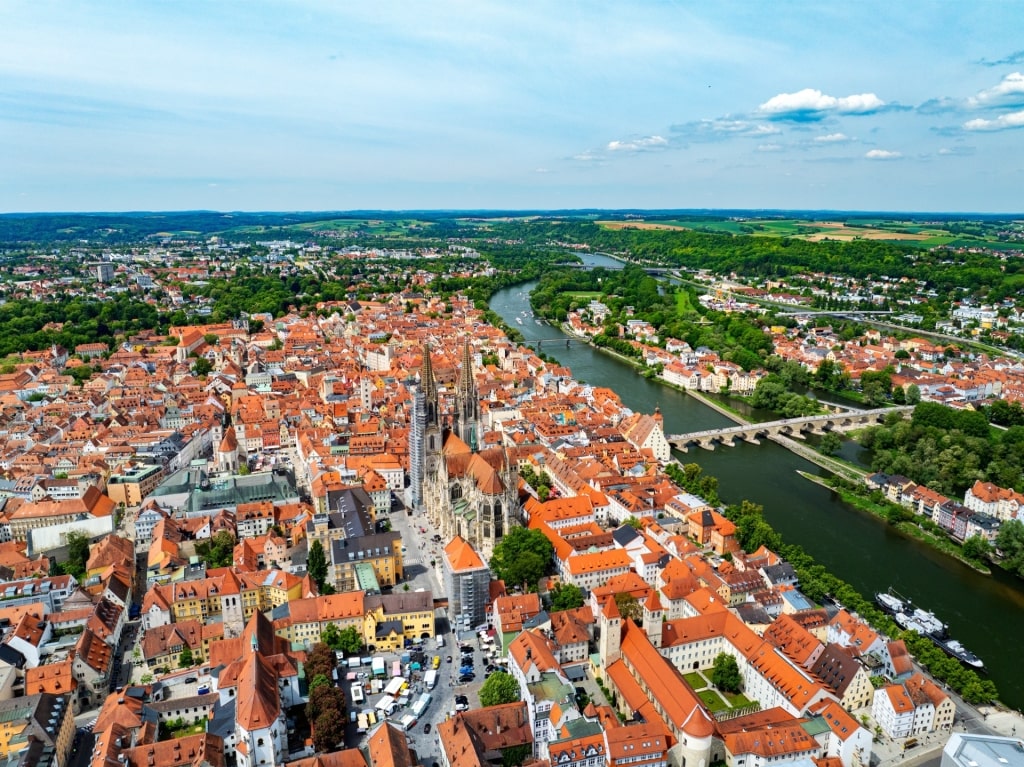 Aerial view of Regensburg Old Town, Regensburg