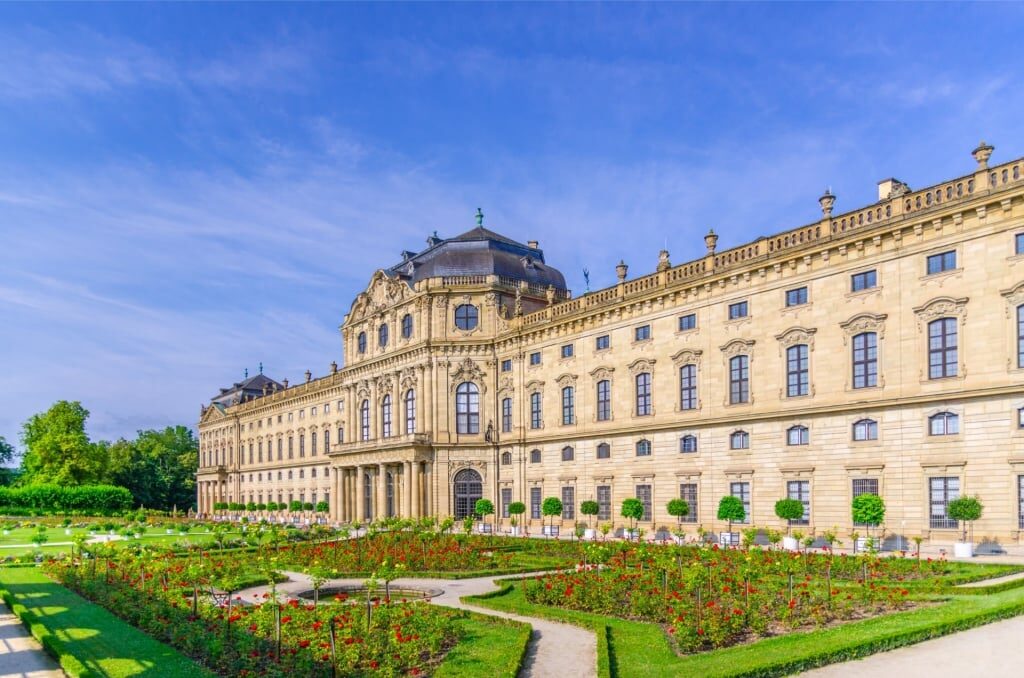 Opulent exterior of Würzburg Residence, near Frankfurt
