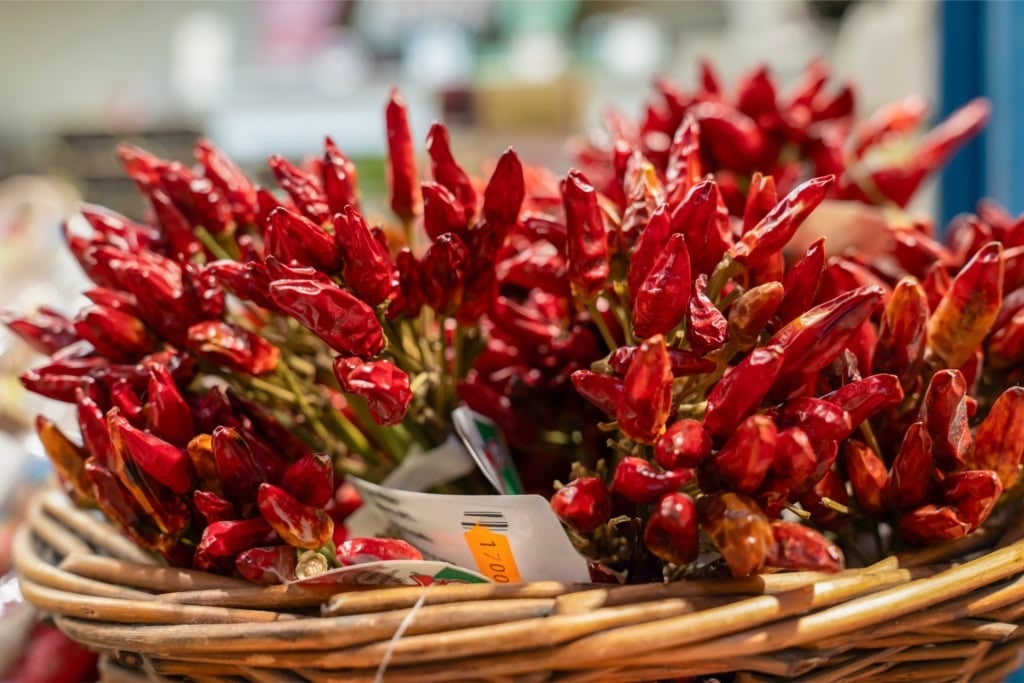 Paprika at a market in Budapest