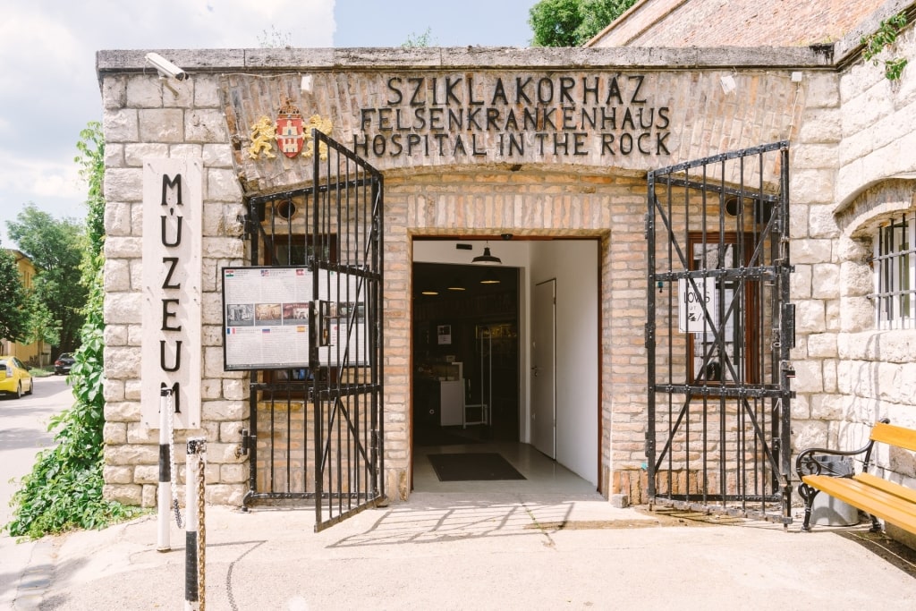 Entrance to the Hospital in the Rock Nuclear Bunker Museum in Budapest