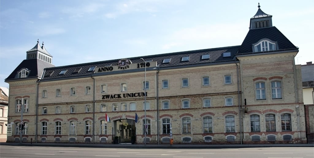 Exterior of the House of Unicum showcasing Hungarian liqueur in Budapest