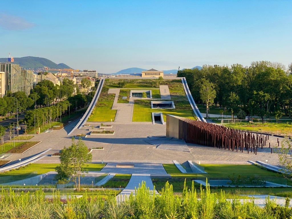 Museum of Ethnography in Budapest surrounded by lush greenery