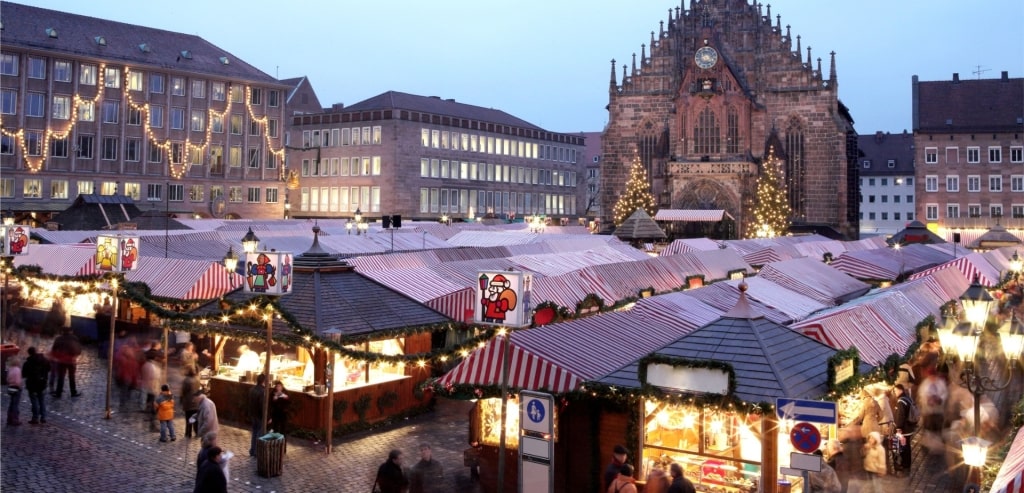 Festive Christkindlesmarkt Christmas market in Nuremberg