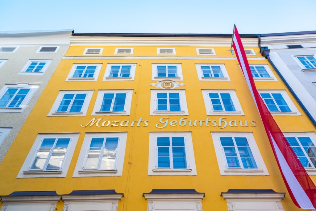 Yellow facade of Mozart’s Geburtshaus in Salzburg