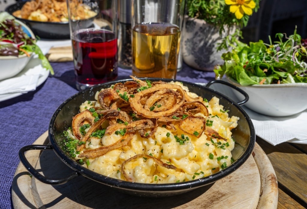Bavarian-style Spätzle noodles on a plate in Germany