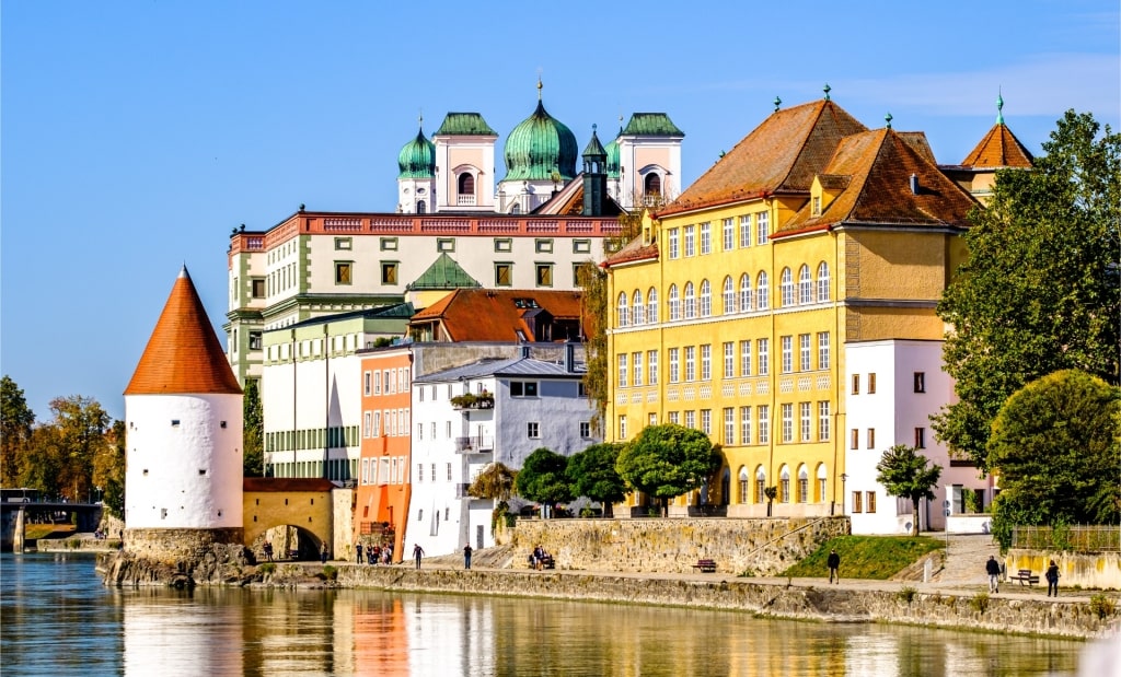 Historic Old Town Passau on the banks of the Danube River