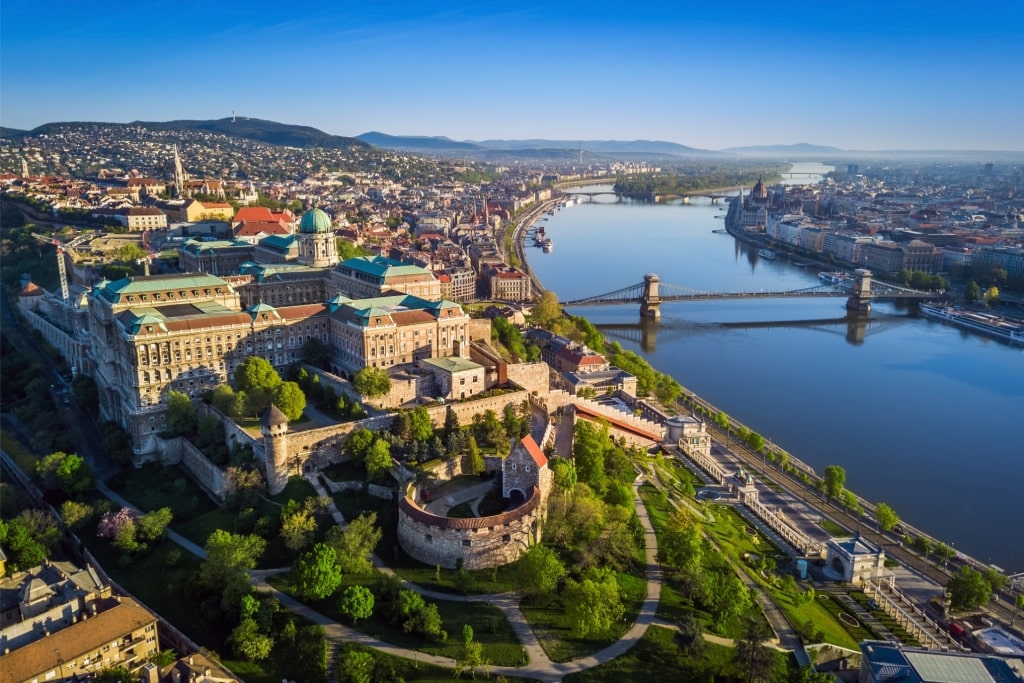 Castle Hill in Budapest overlooking the Danube River