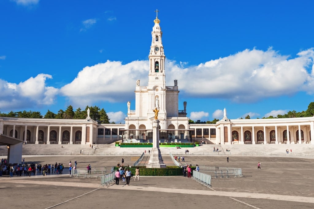 Fátima pilgrimage site with religious monuments and square in Portugal