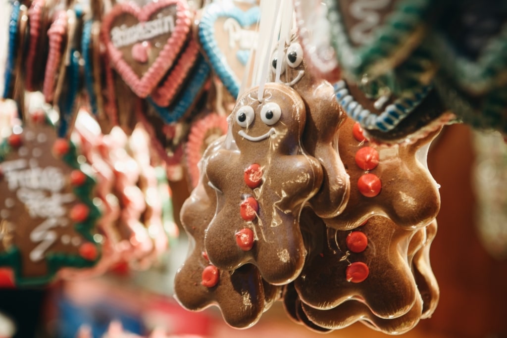 Close-up of classic German gingerbread baked for Christmas