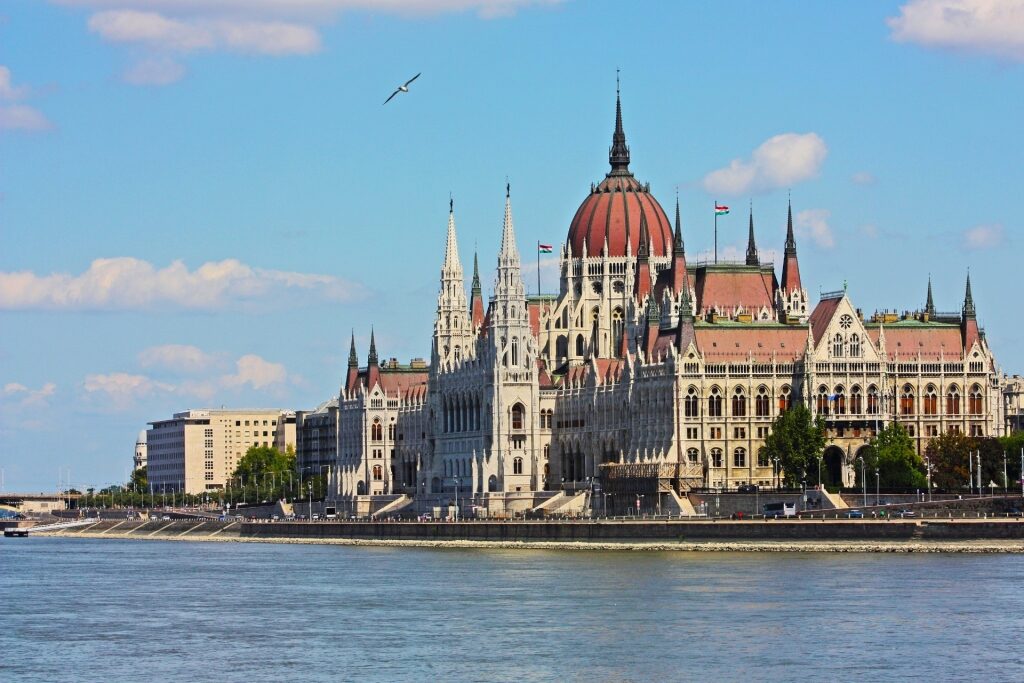Beautiful architecture of Hungarian Parliament Building in Budapest, Hungary