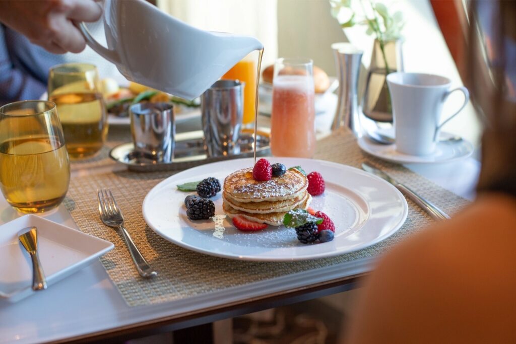 Breakfast served on a table