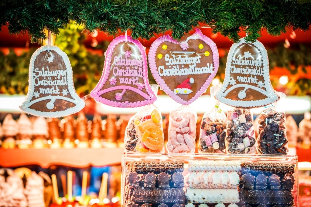 Traditional German Lebkuchen for sale at Salzburg Christmas market
