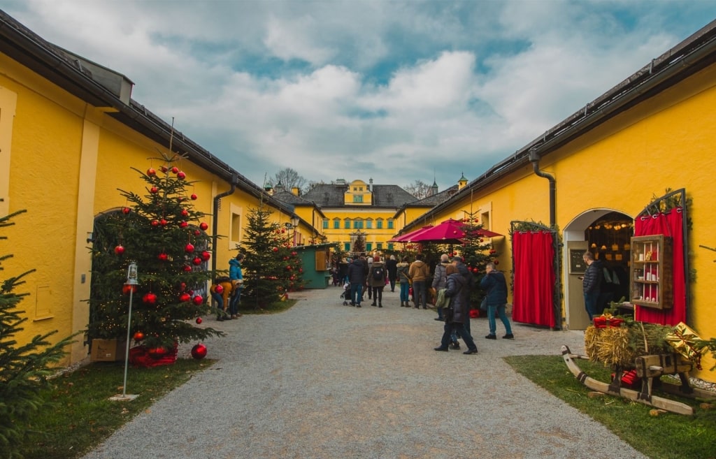 Festive decorations and stalls at Hellbrunn Advent Magic