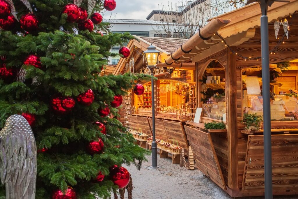 Festive stalls at Stern Advent Market, Salzburg