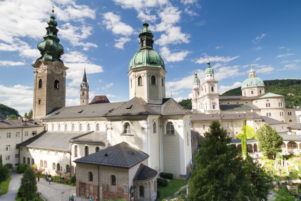 White facade of Benedictine St. Peter’s Abbey, Salzburg