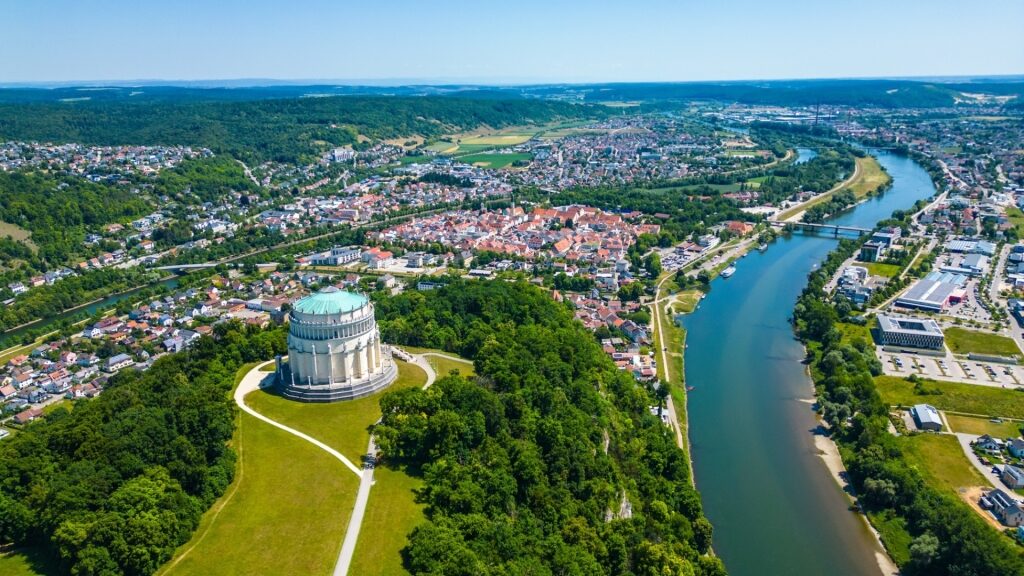 Aerial view of Kelheim with view of the river