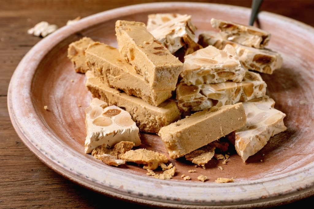 Traditional Spanish nougat bar known as Turrón