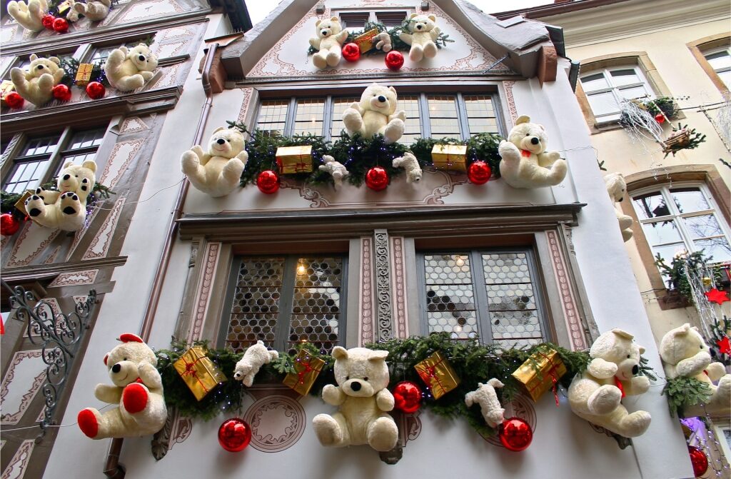 Iconic teddy bear street in Strasbourg