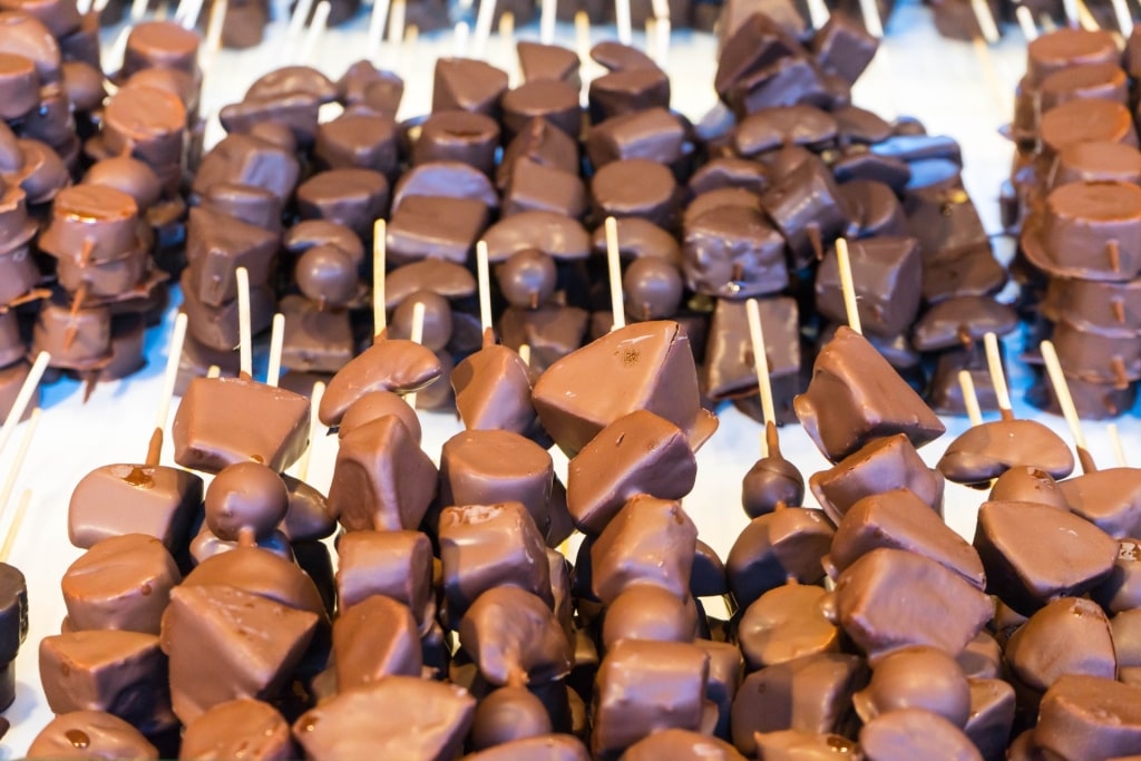 Chocolates sold at a Christmas market