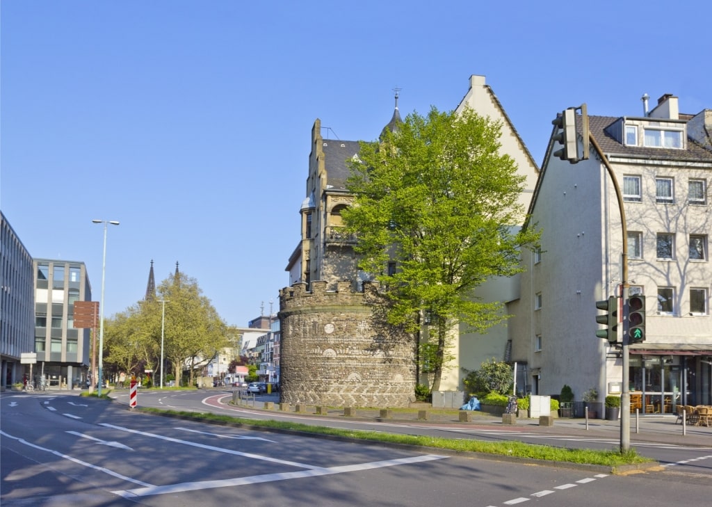 Street view of the historic Roman Tower