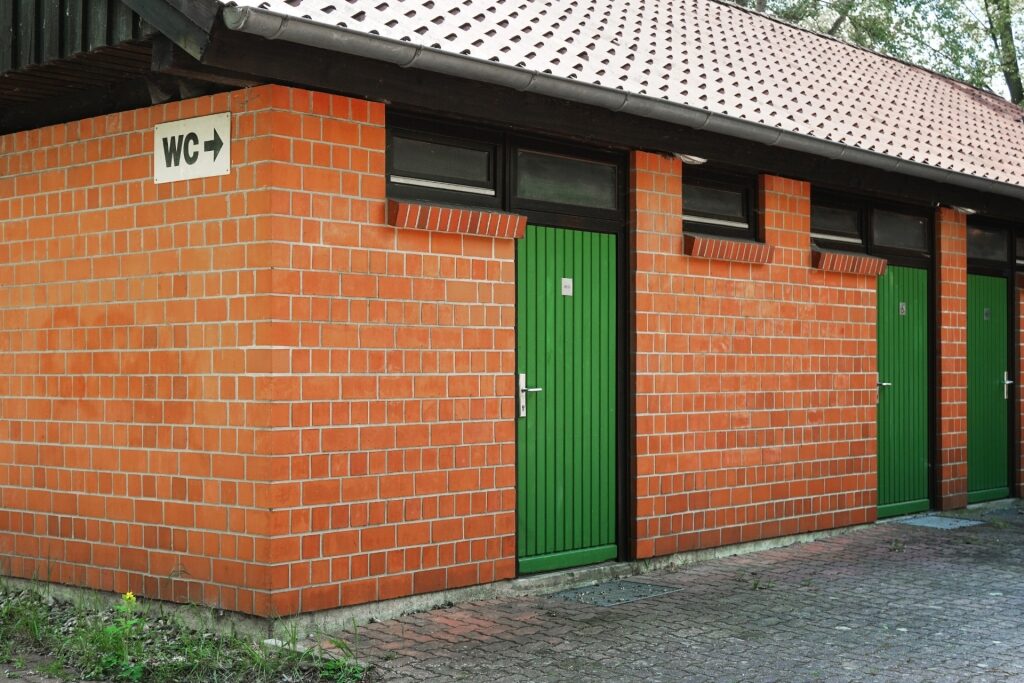 Exterior of a public restroom