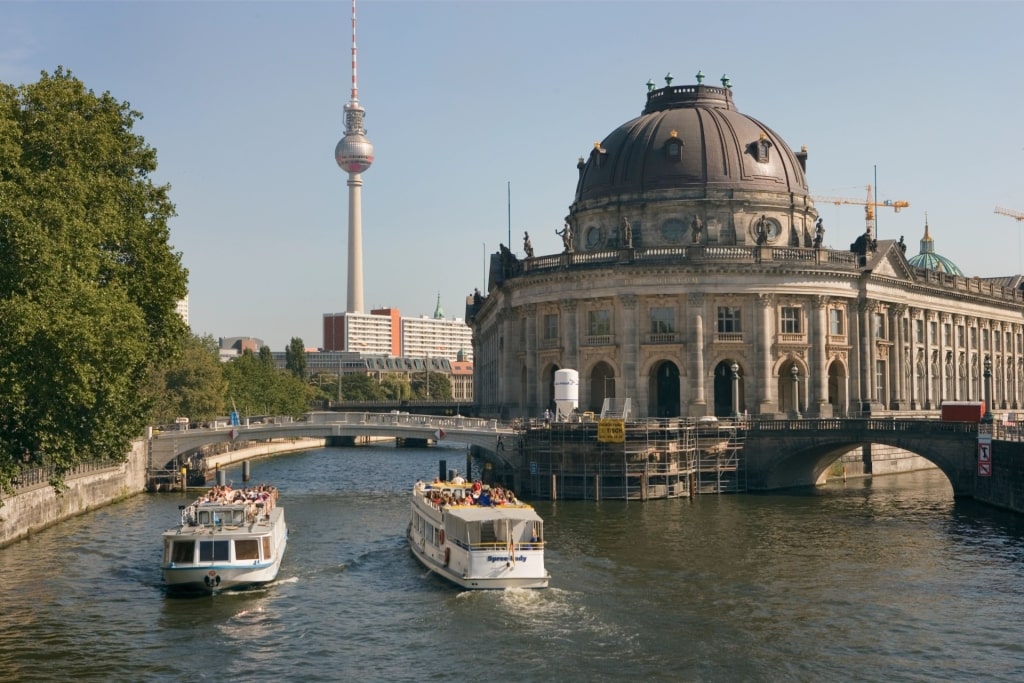 Scenic view of the River Spree with Bode Museum in Berlin