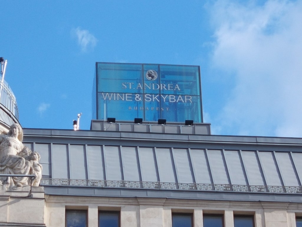 Elegant rooftop bar St. Andrea Wine & Sky Bar in Budapest