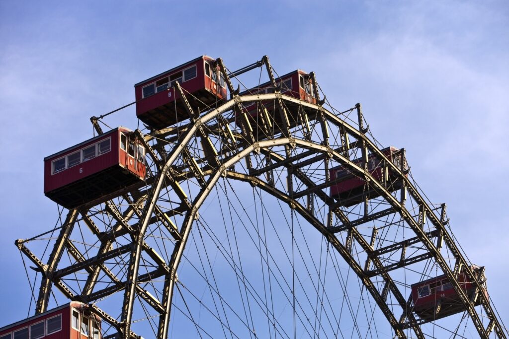 Riesenrad Ferris wheel close-up in Vienna, Austria