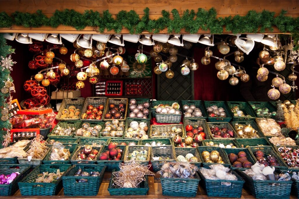 Festive decorations on display at Vienna Christmas market