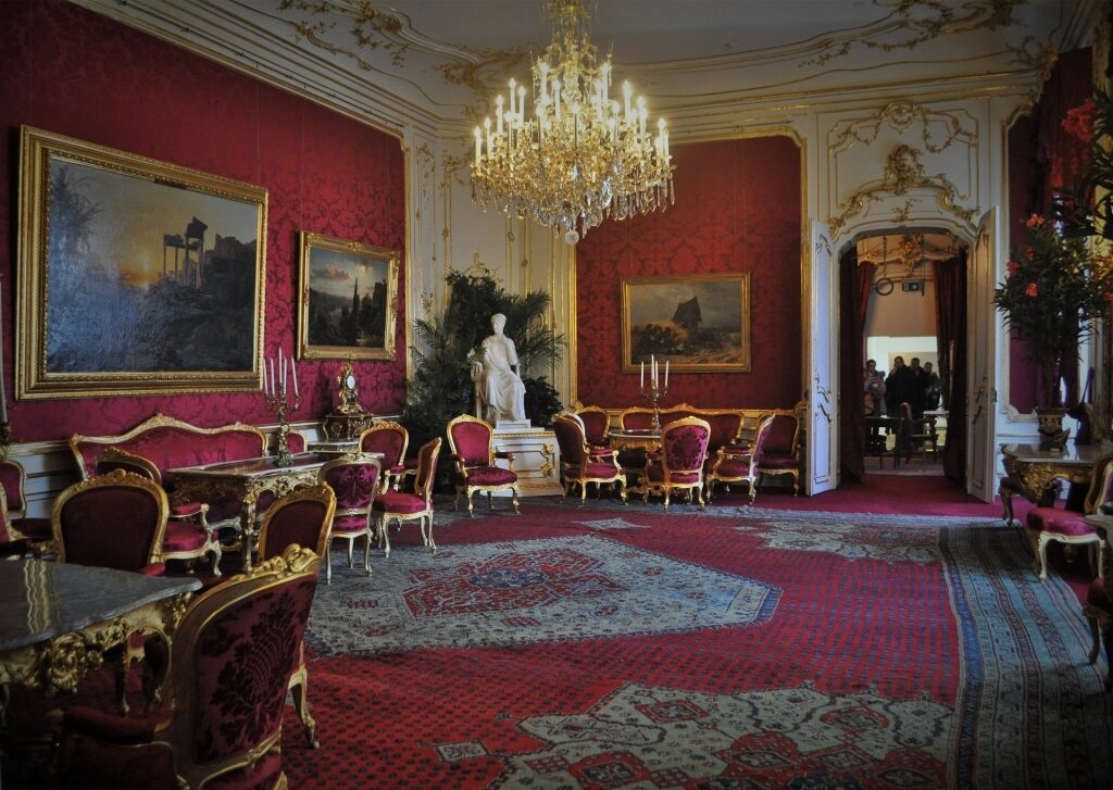 Elegant interior of Sisi's private rooms inside the Hofburg Palace
