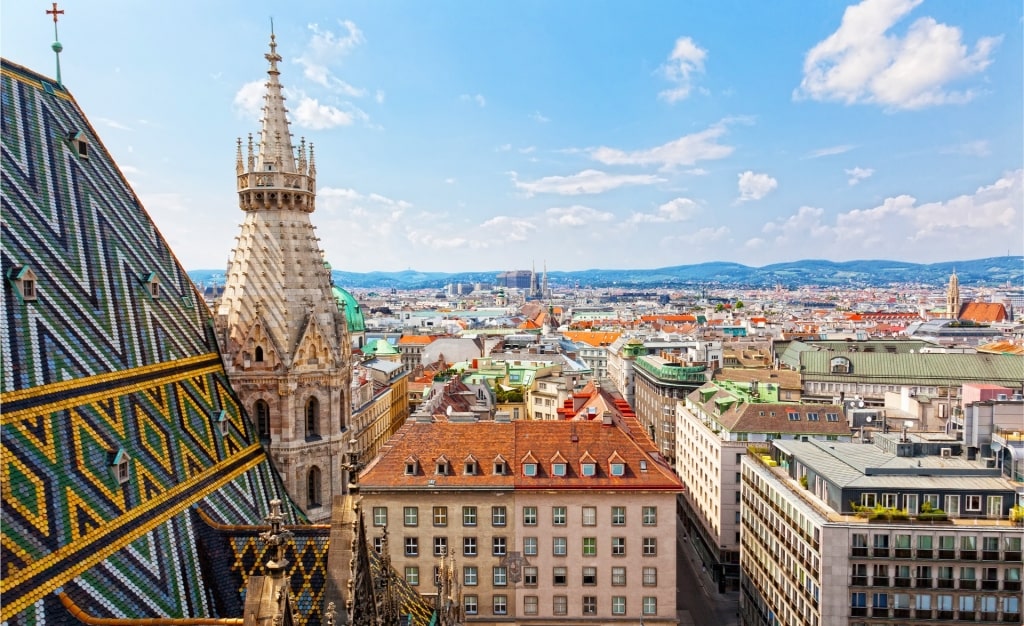 Scenic view of Vienna from St. Stephen’s Cathedral