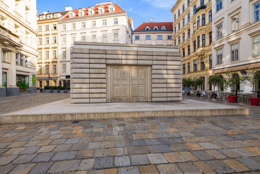 Street view of Holocaust Memorial in Vienna