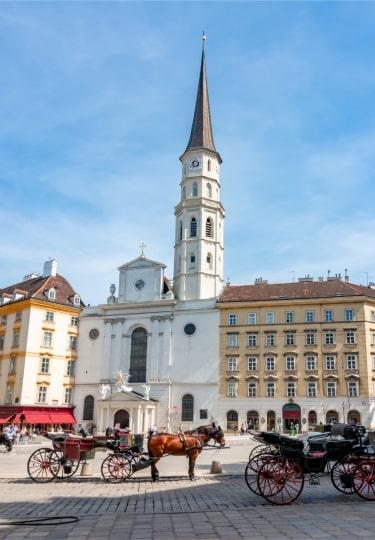 Street view of pretty Vienna Old Town