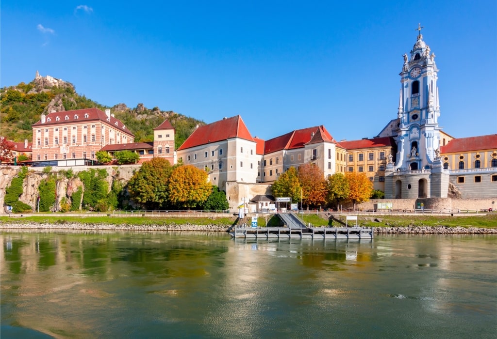 Scenic waterfront of Dürnstein in Wachau Valley