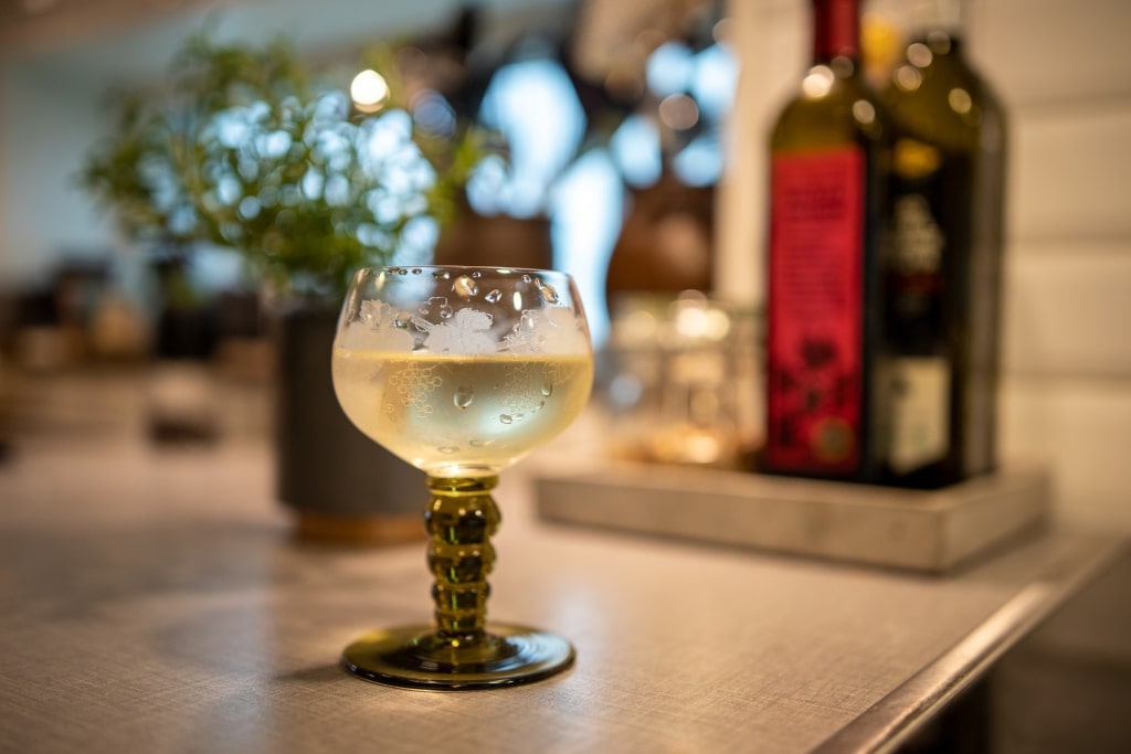 Glass of refreshing Grüner Veltliner