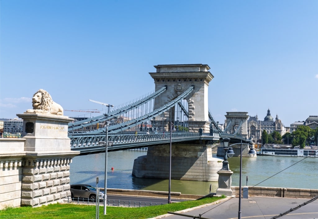 Iconic landmark of Chain Bridge in Budapest