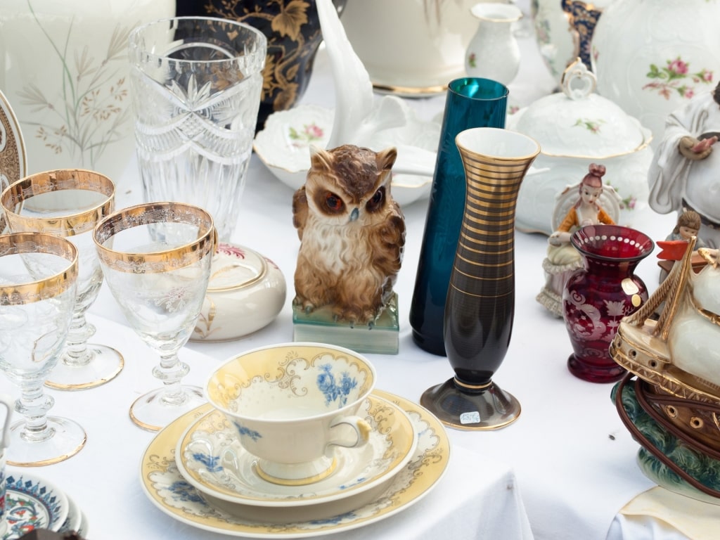 Antique items at a flea market in Cologne